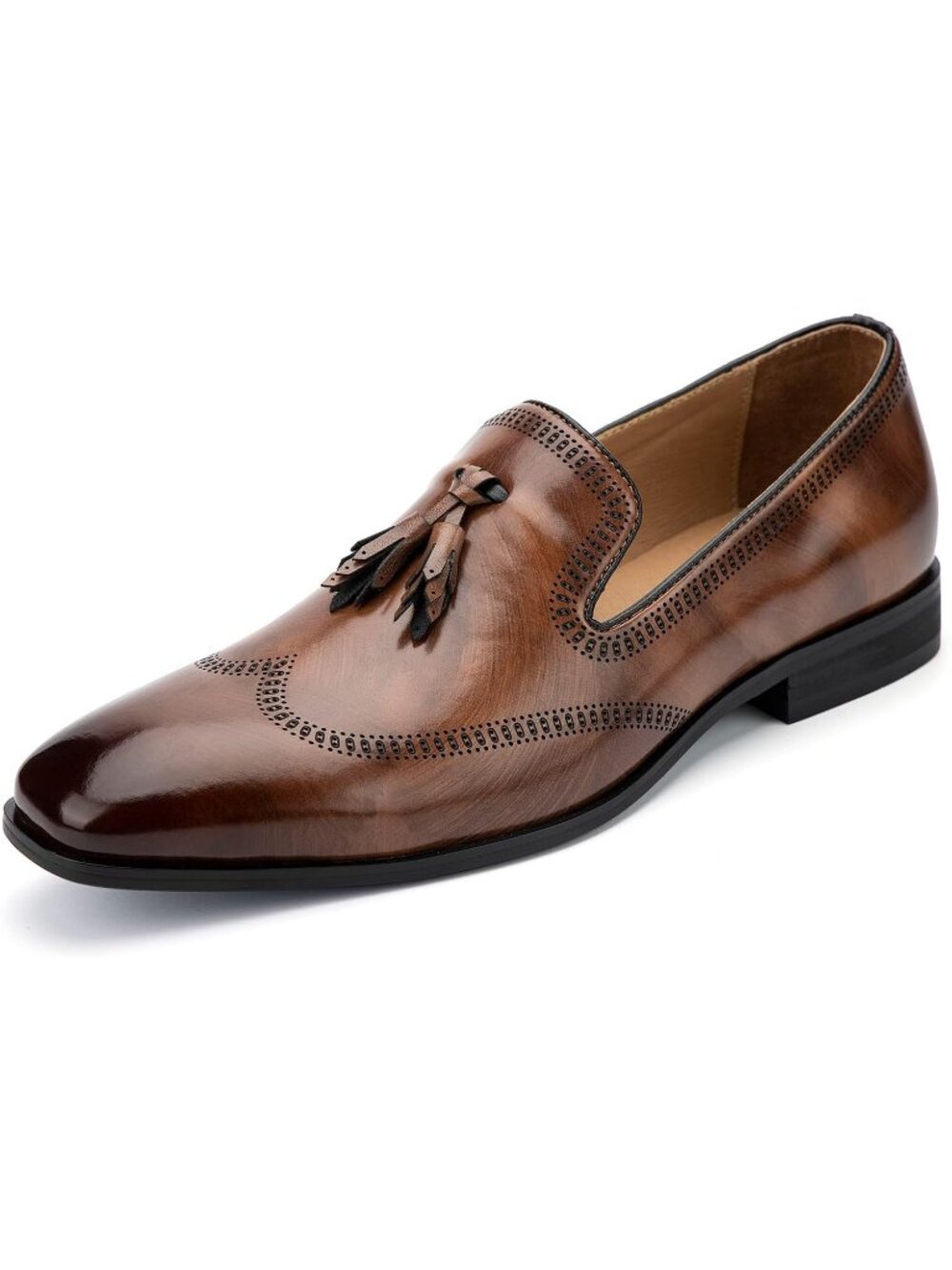 Men's Brown Classic Luxury Stylish Fashion Rubber Slip On Loafers Dress Shoes